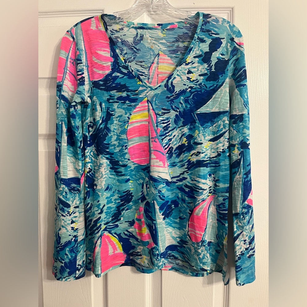 Lilly Pulitzer Top Size XXS in Sparkling Blue Sailboat color